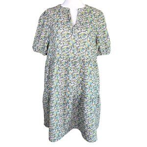 Marine Layer Mini Dress Size Medium‎ Cotton Gauze Tiered Puffy Sleeves Floral